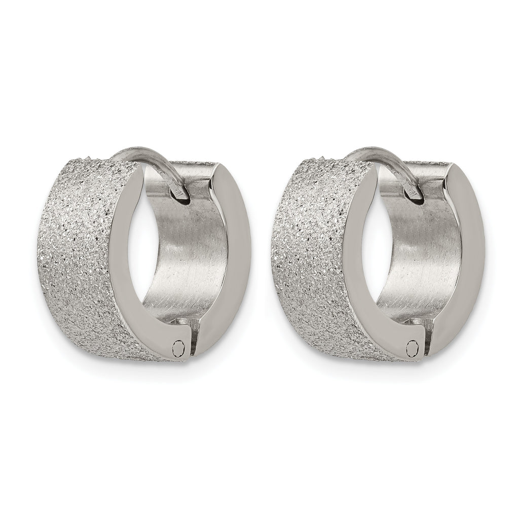 Stainless Steel Polished Hinged Huggie Hoop Earrings