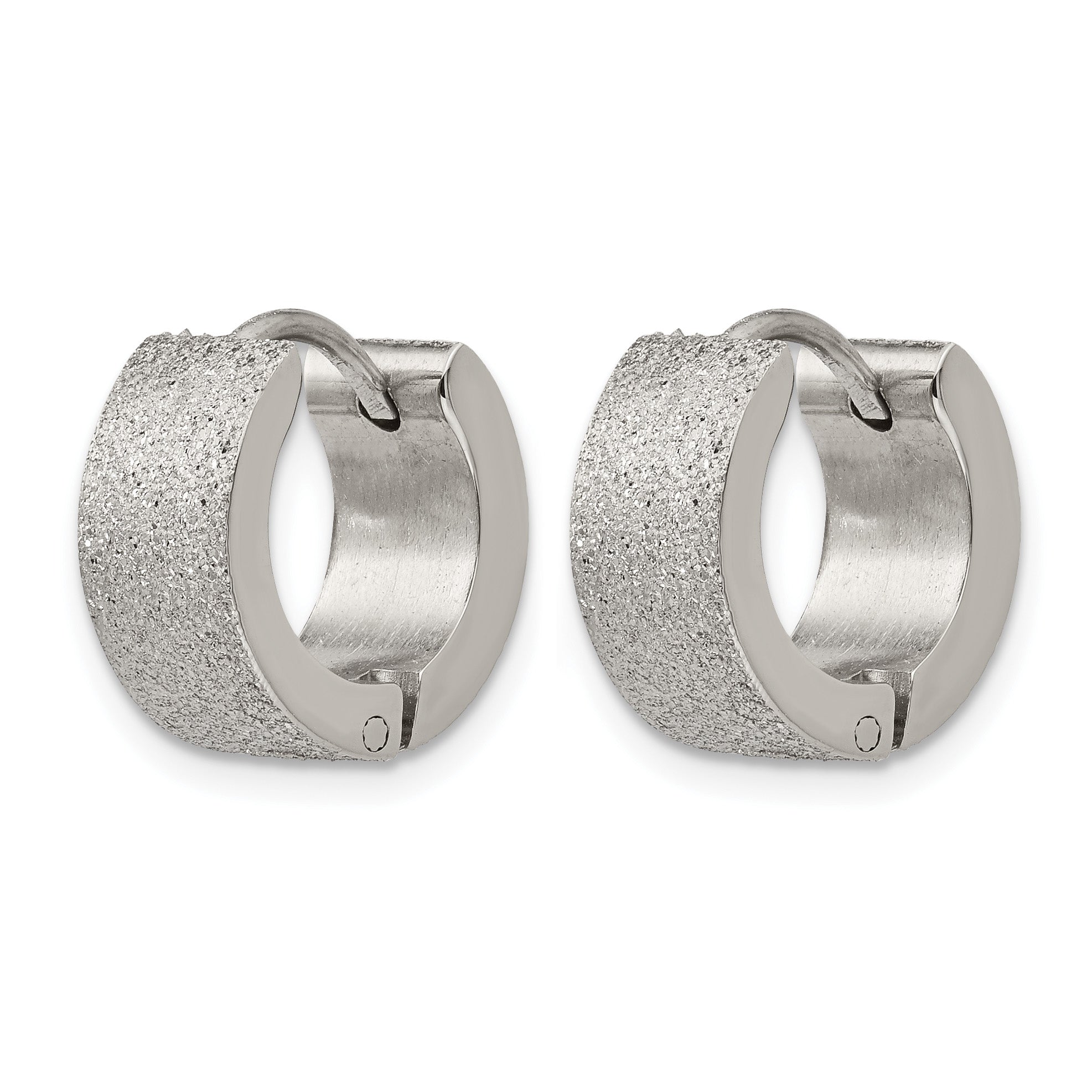 Stainless Steel Polished Hinged Huggie Hoop Earrings
