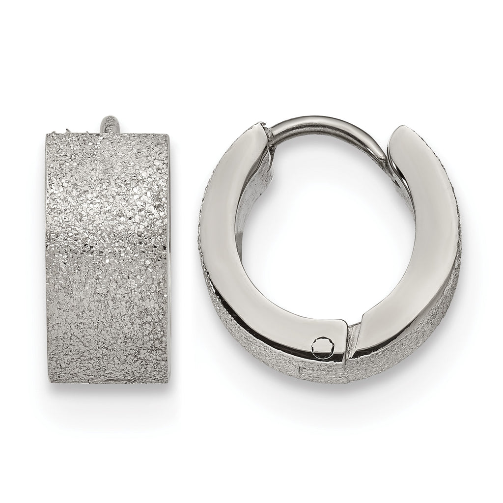 Stainless Steel Polished Hinged Huggie Hoop Earrings