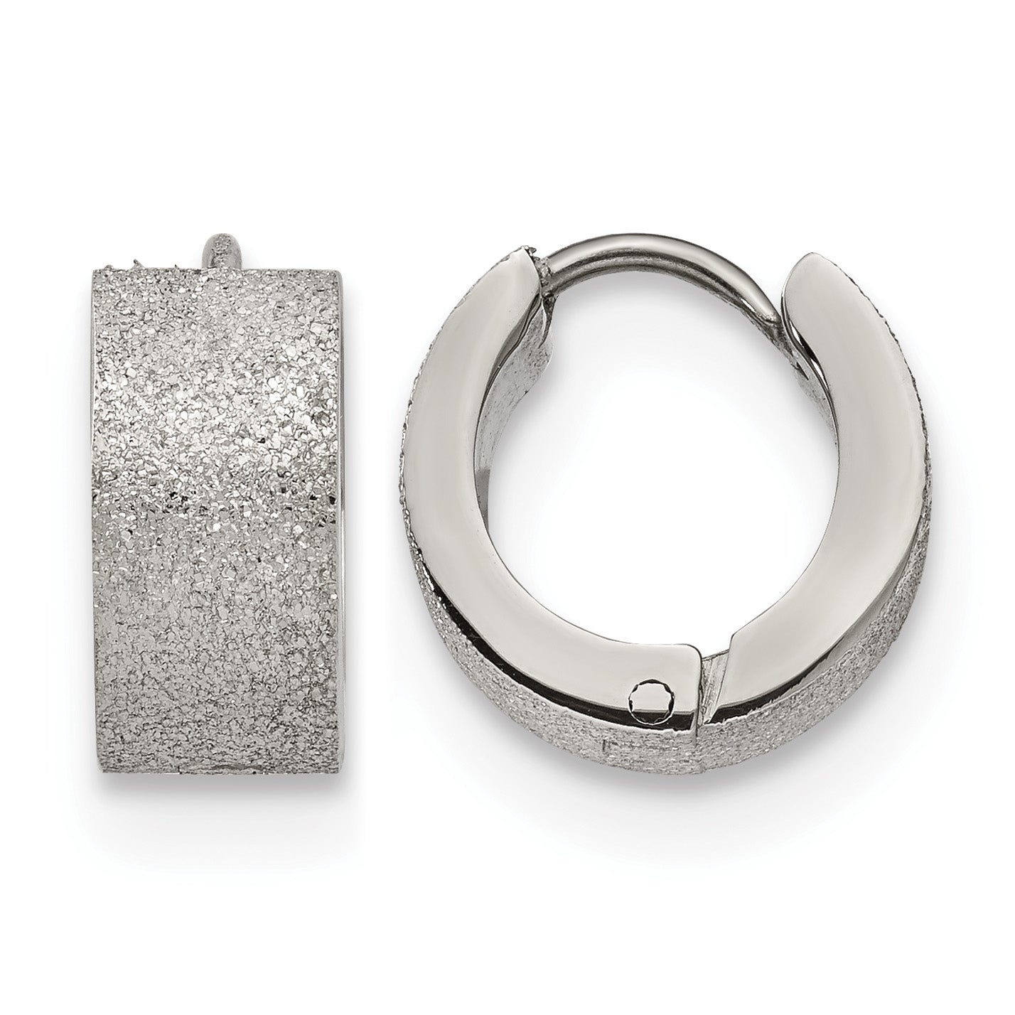 Stainless Steel Polished Hinged Huggie Hoop Earrings