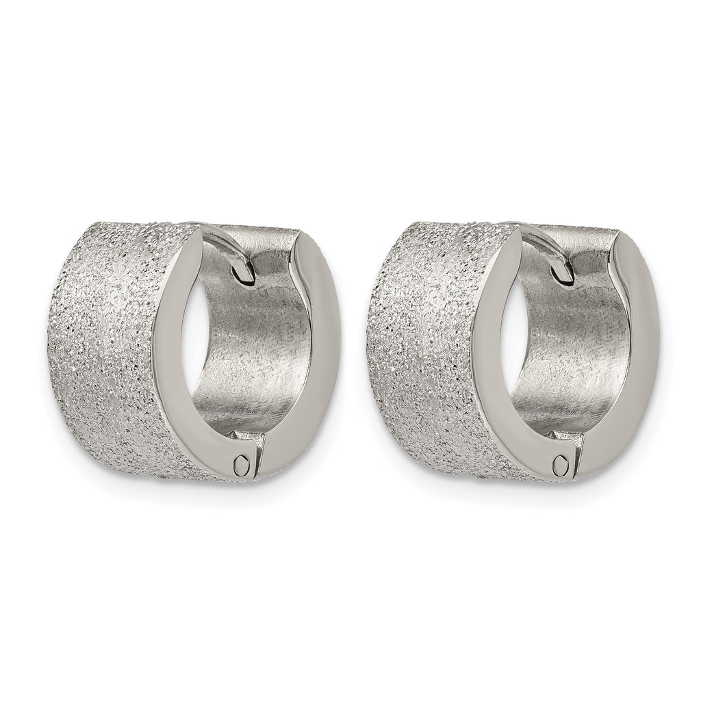 Stainless Steel Polished Hinged Huggie Hoop Earrings