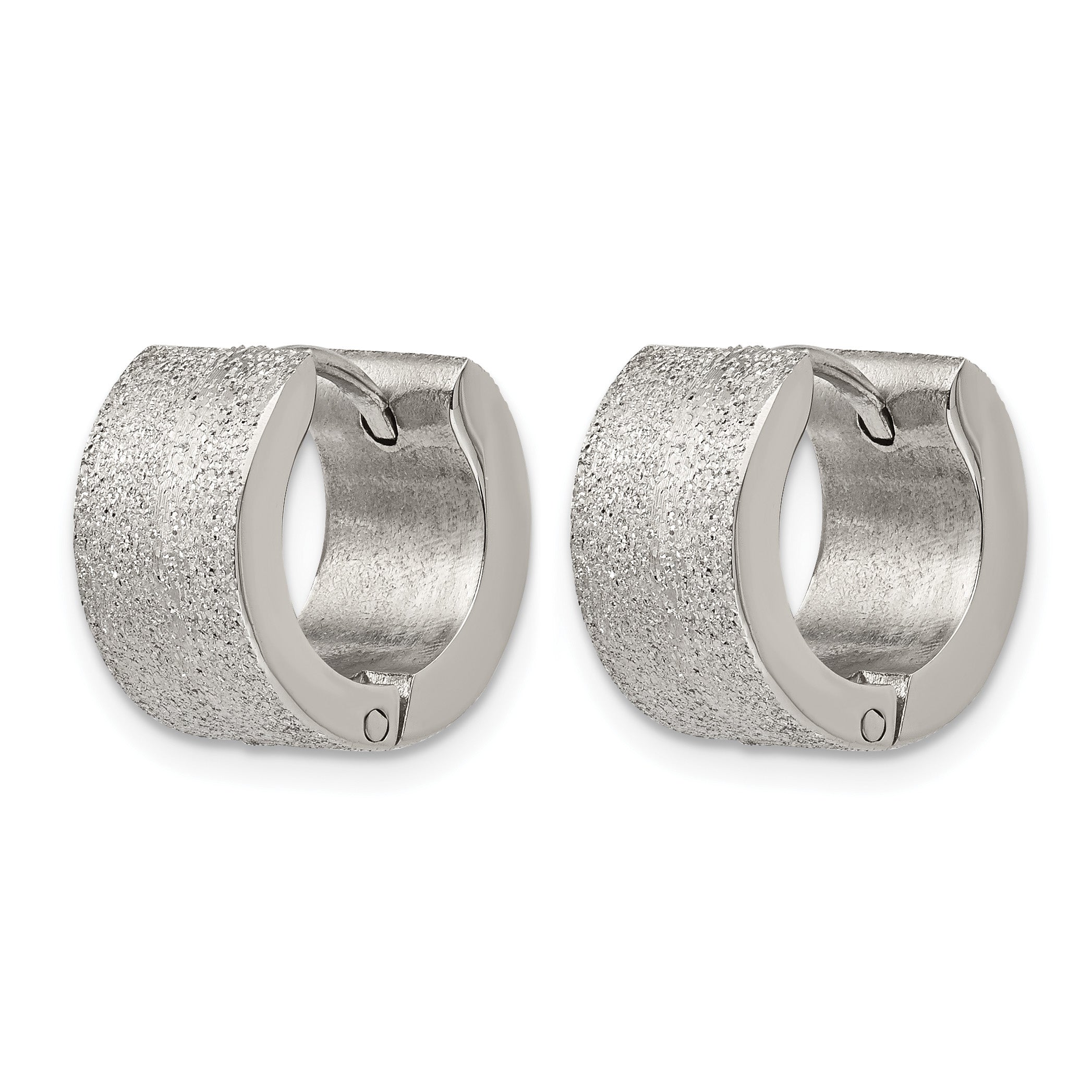 Stainless Steel Polished Hinged Huggie Hoop Earrings