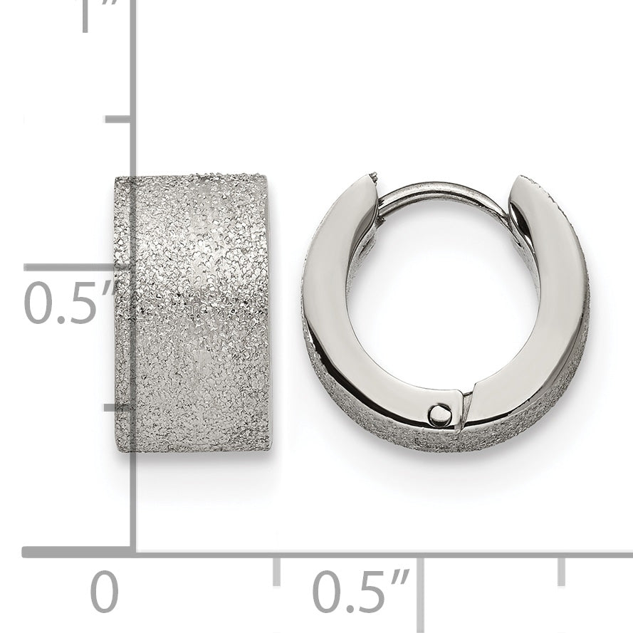 Stainless Steel Polished Hinged Huggie Hoop Earrings