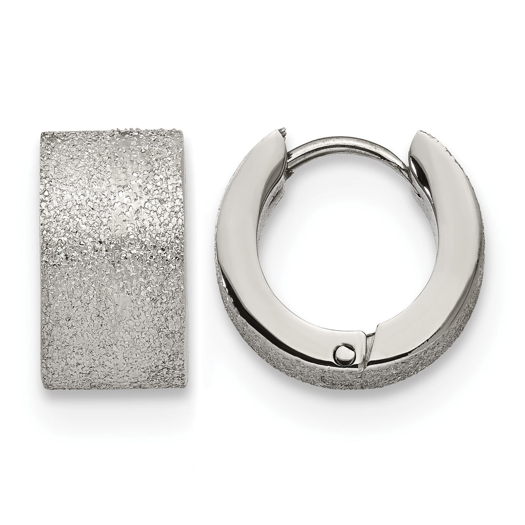 Stainless Steel Polished Hinged Huggie Hoop Earrings
