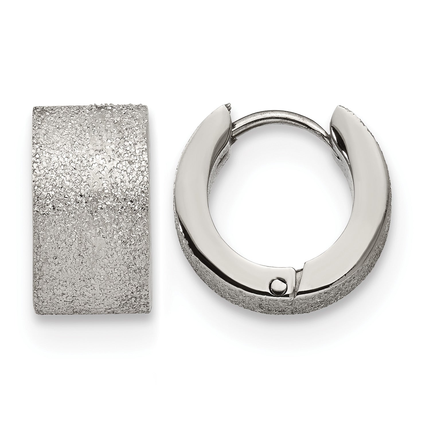 Stainless Steel Polished Hinged Huggie Hoop Earrings