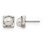 Stainless Steel Polished Square Pear Simulated Pearl Button Earrings for Women