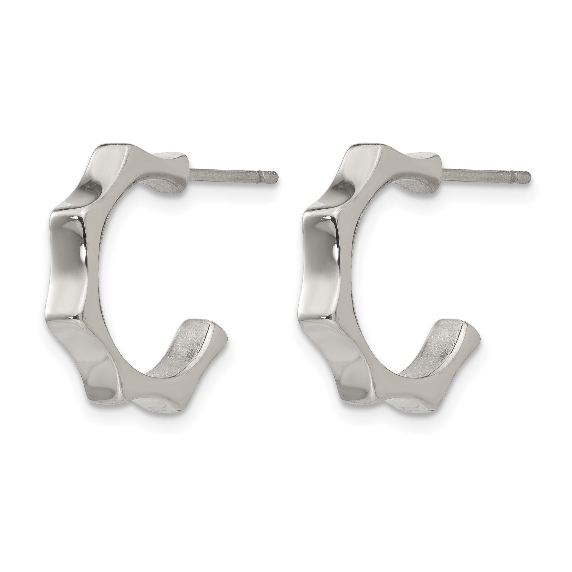 Stainless Steel Polished C-Hoop Earrings for Women