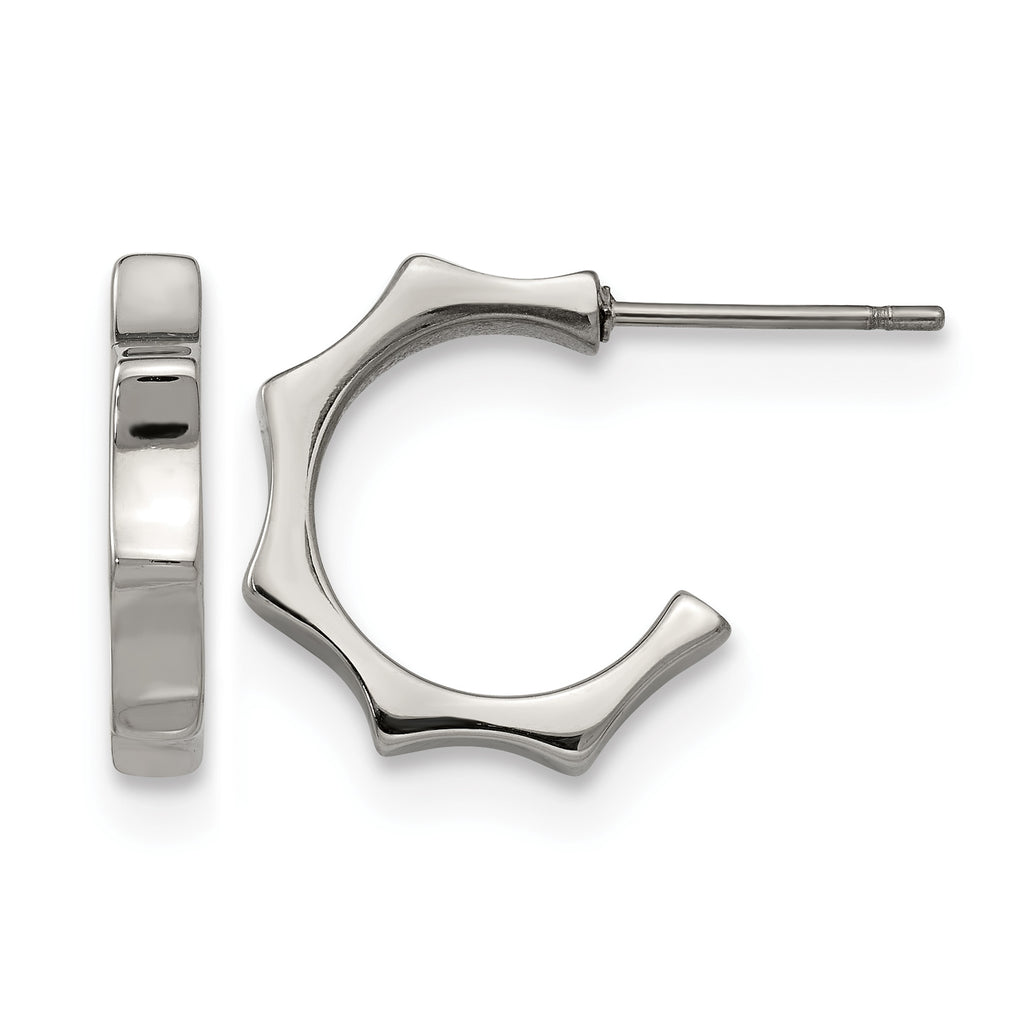 Stainless Steel Polished C-Hoop Earrings for Women
