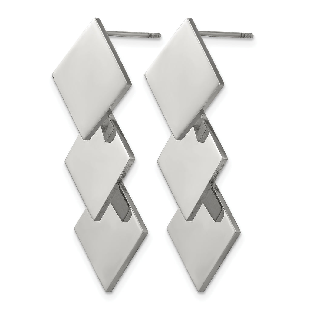 Stainless Steel Polished Square Drop Dangle Earrings for Women