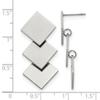 Stainless Steel Polished Square Drop Dangle Earrings for Women