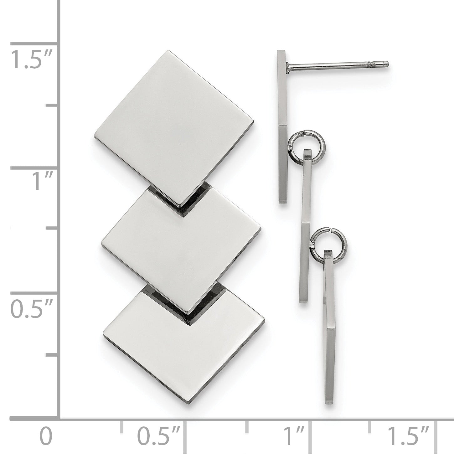 Stainless Steel Polished Square Drop Dangle Earrings for Women