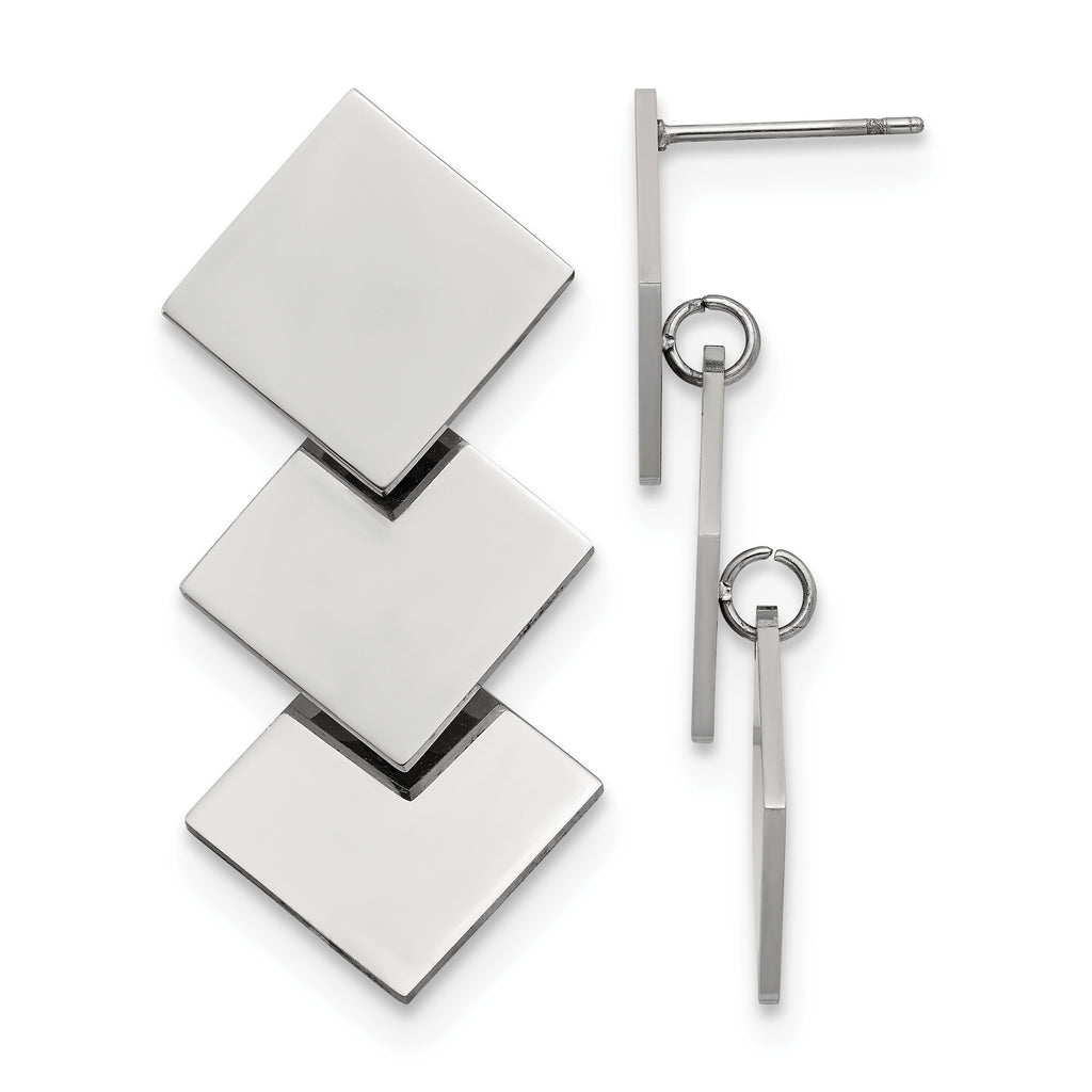 Stainless Steel Polished Square Drop Dangle Earrings for Women