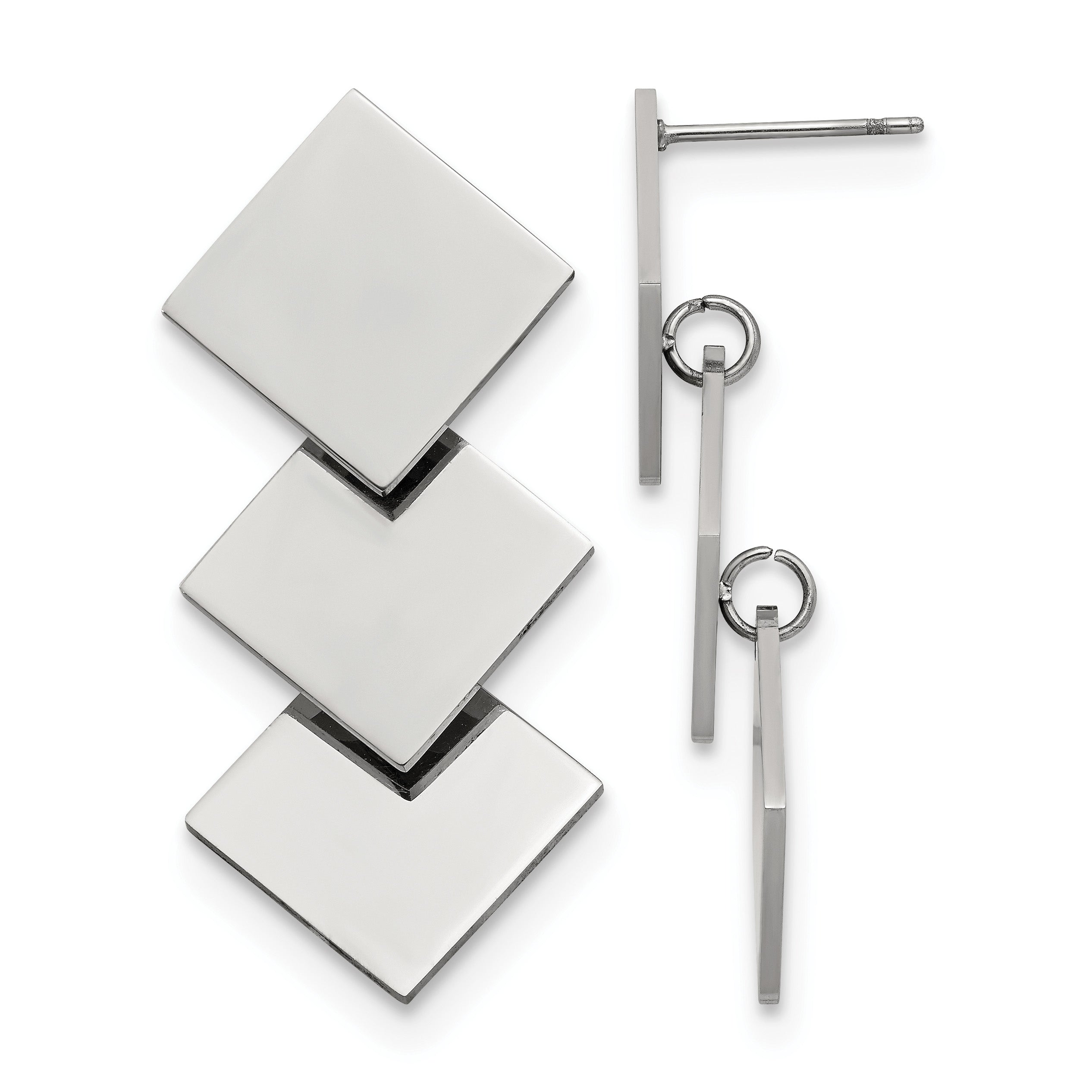Stainless Steel Polished Square Drop Dangle Earrings for Women
