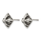 Stainless Steel Polished & Antiqued Button Earrings for Women