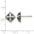 Stainless Steel Polished & Antiqued Button Earrings for Women