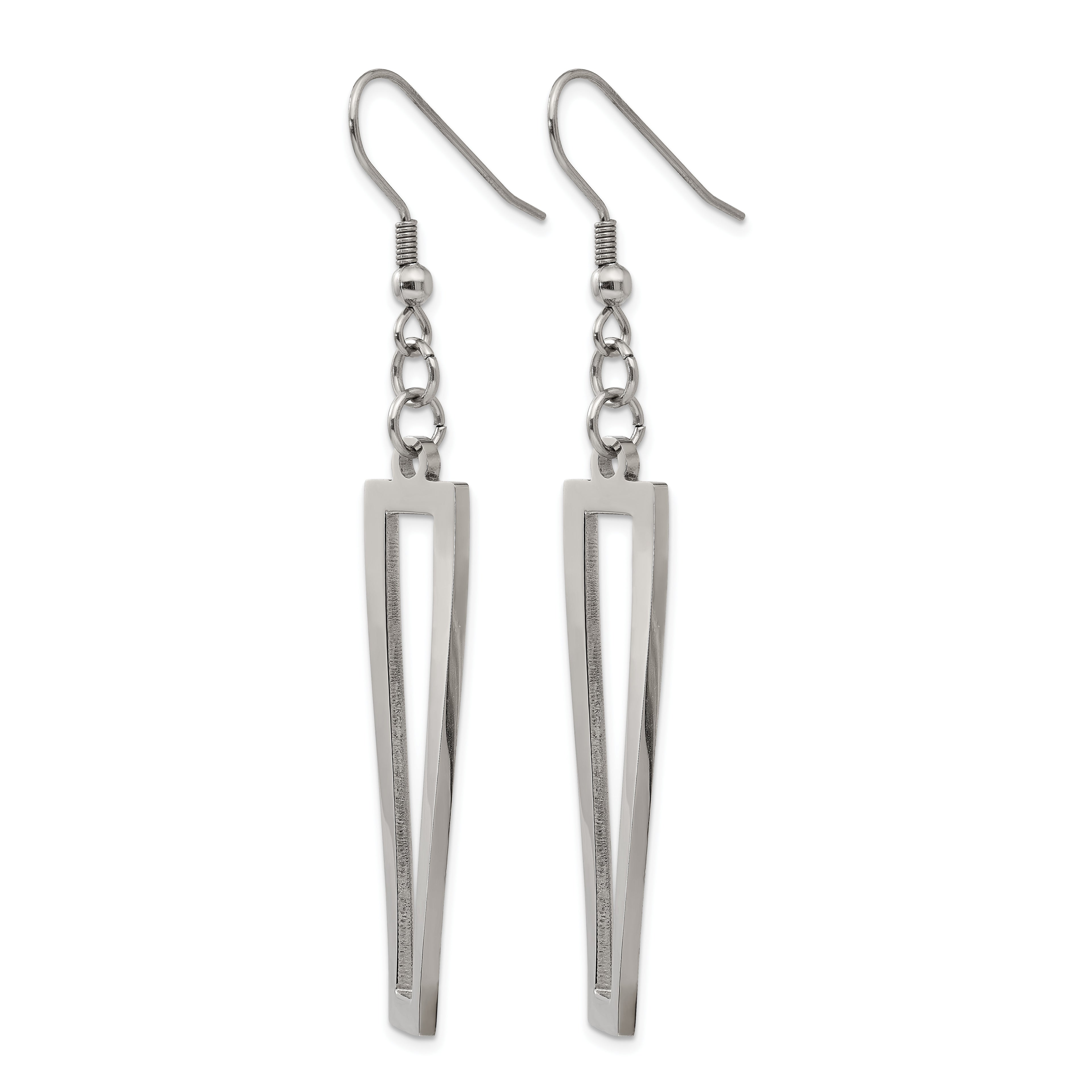 Stainless Steel Polished Twisted Drop Dangle Earrings for Women