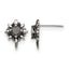 Stainless Steel Polished & Antiqued Black Cubic Zirconia Button Earrings for Women