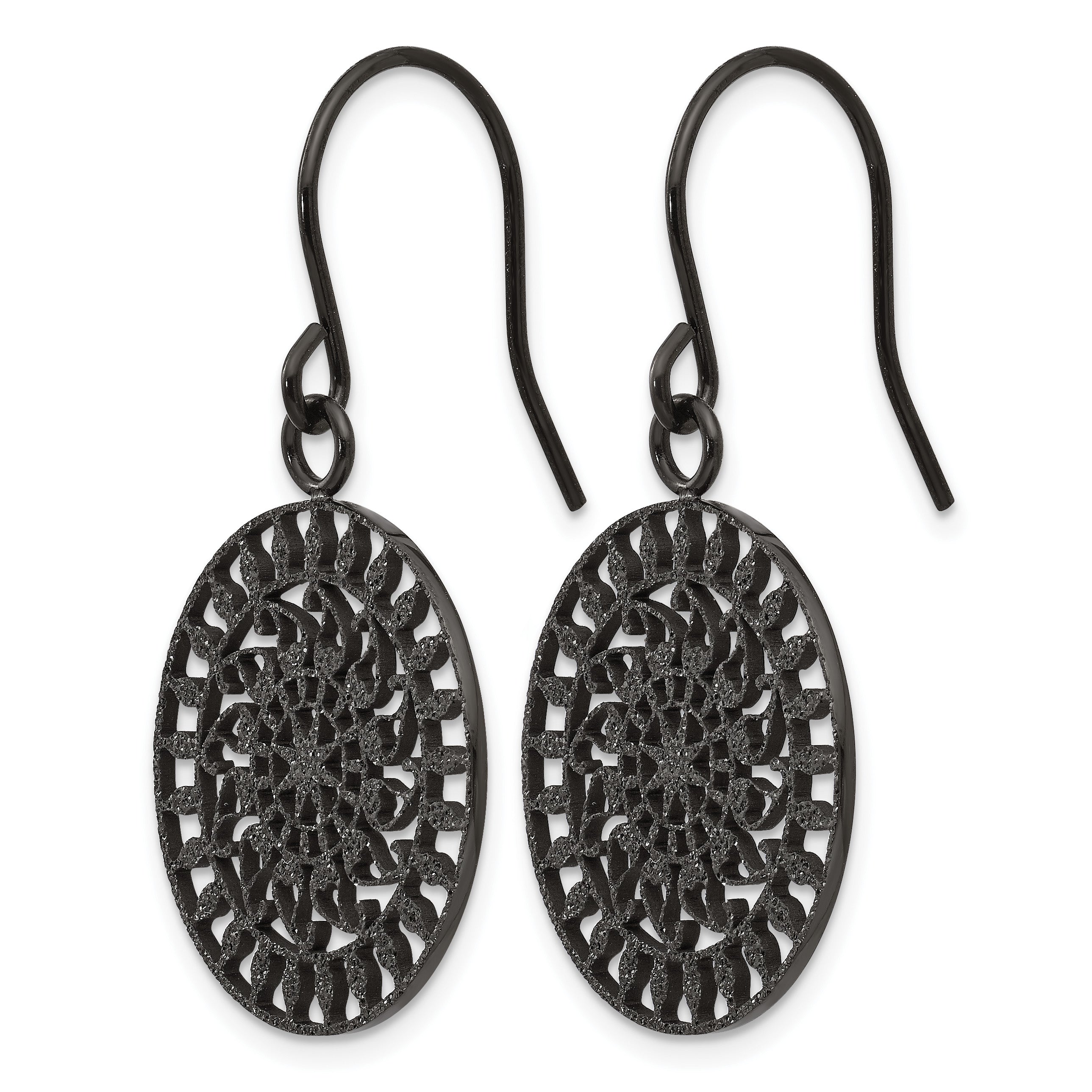 Stainless Steel Black Polished Drop Dangle Earrings for Women Secondary image