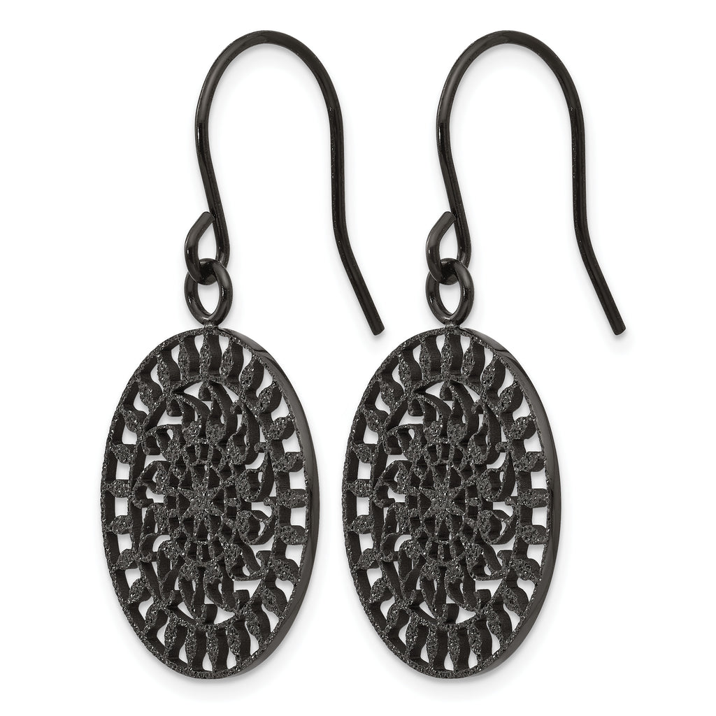 Stainless Steel Black Polished Drop Dangle Earrings for Women