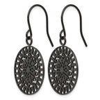 Stainless Steel Black Polished Drop Dangle Earrings for Women