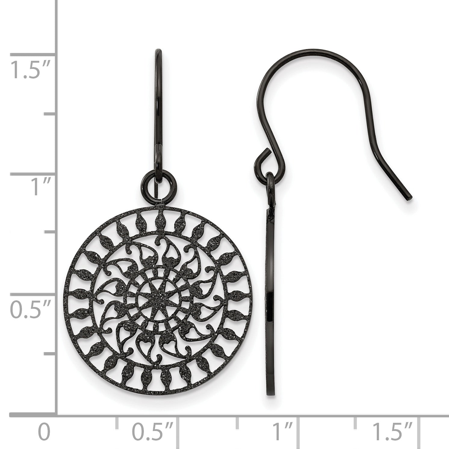 Stainless Steel Black Polished Drop Dangle Earrings for Women