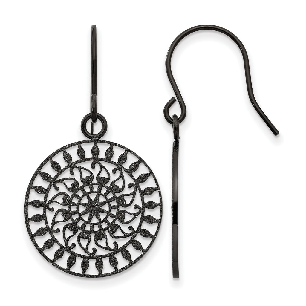 Stainless Steel Black Polished Drop Dangle Earrings for Women