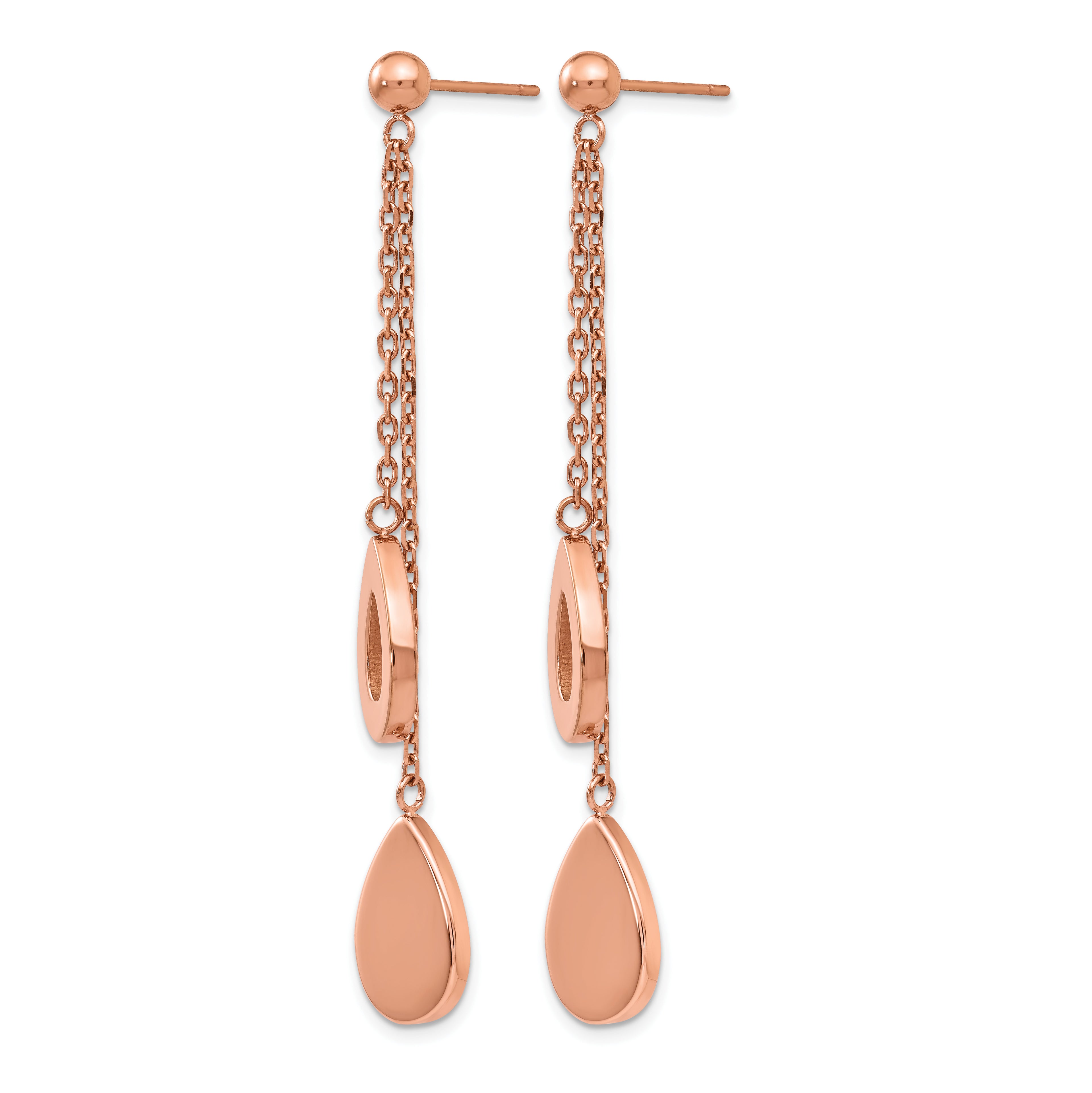 Stainless Steel Rose Gold-Tone Polished Drop Dangle Earrings for Women