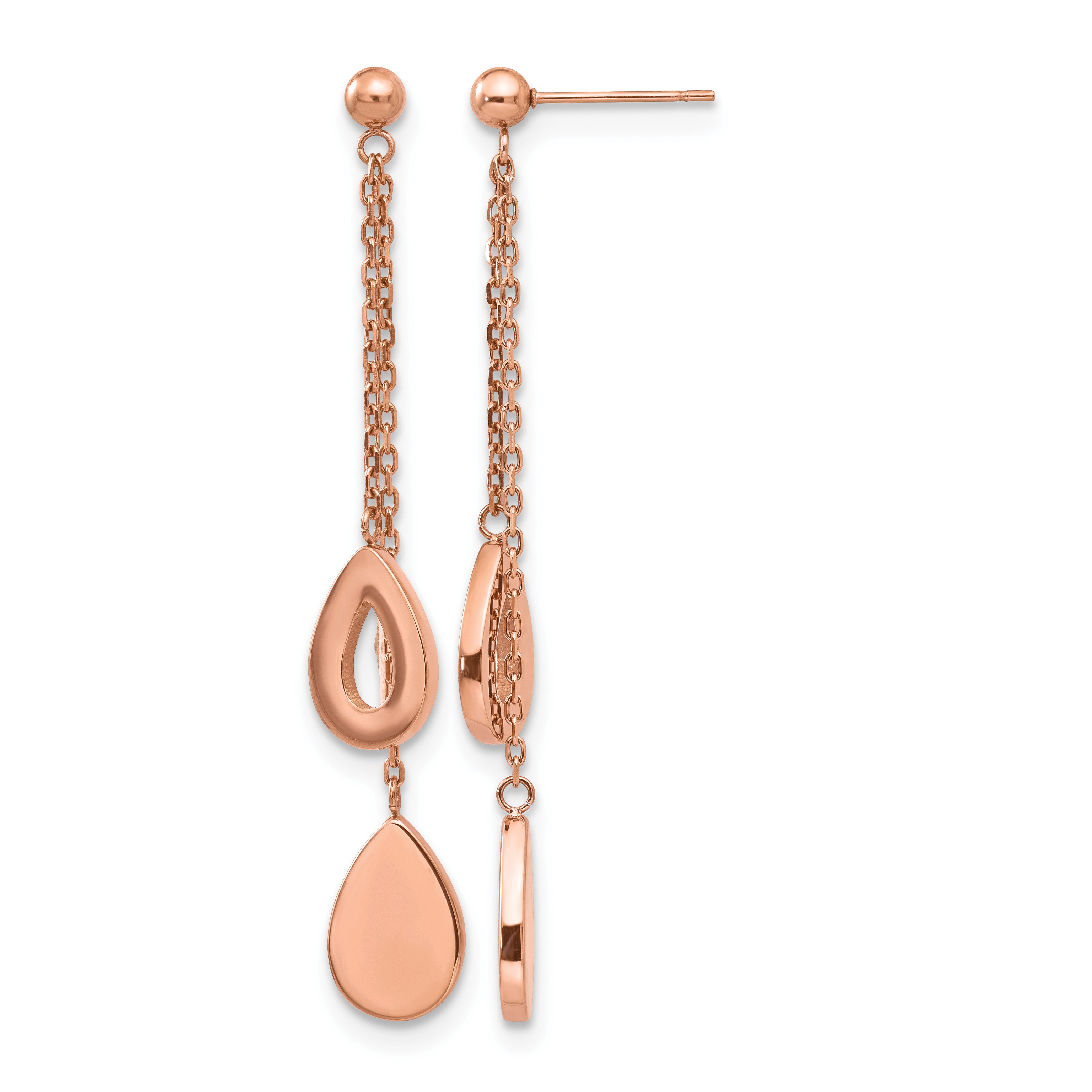 Stainless Steel Rose Gold-Tone Polished Drop Dangle Earrings for Women Main image