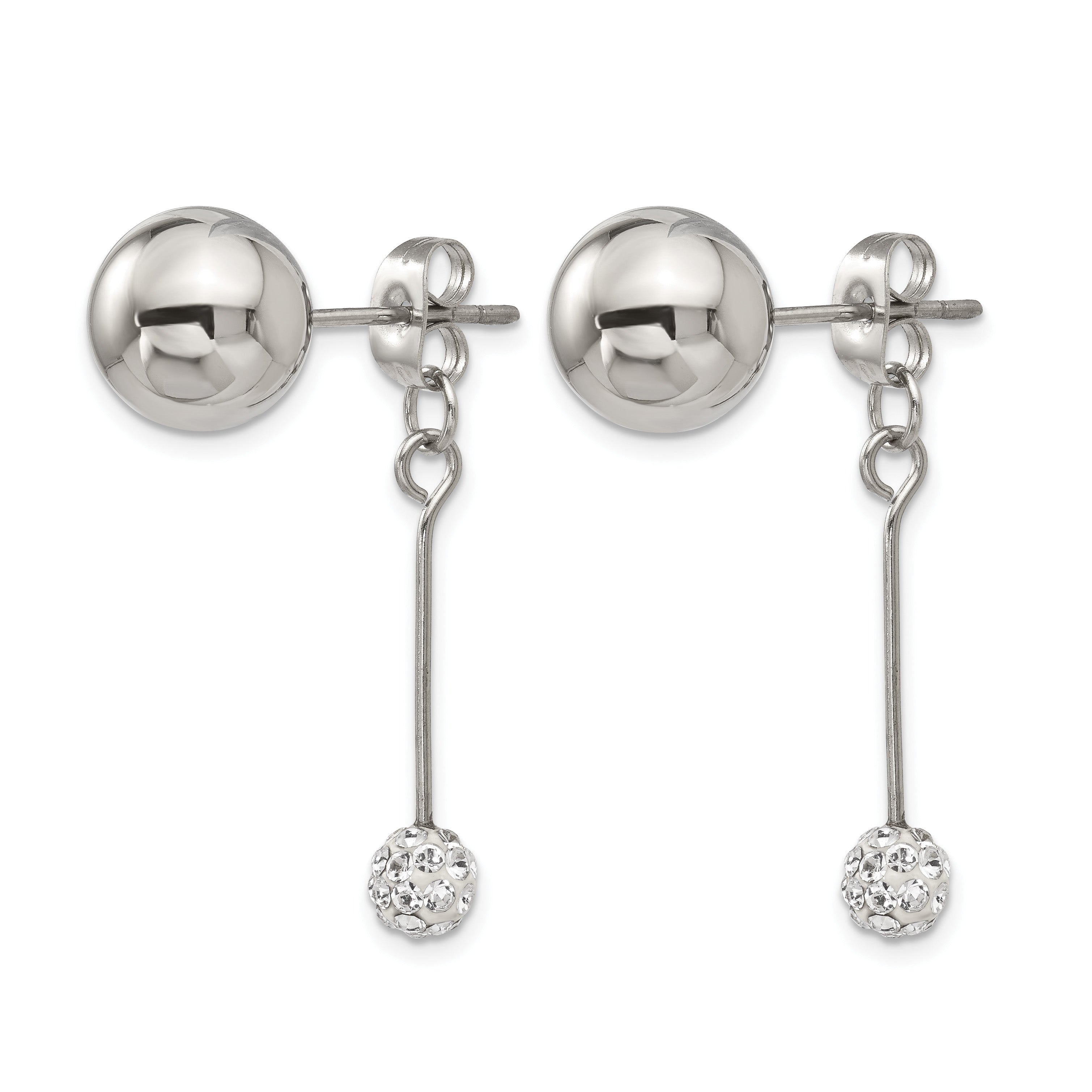Stainless Steel Polished Crystal Drop Dangle Earrings for Women Secondary image