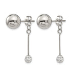 Stainless Steel Polished Crystal Drop Dangle Earrings for Women