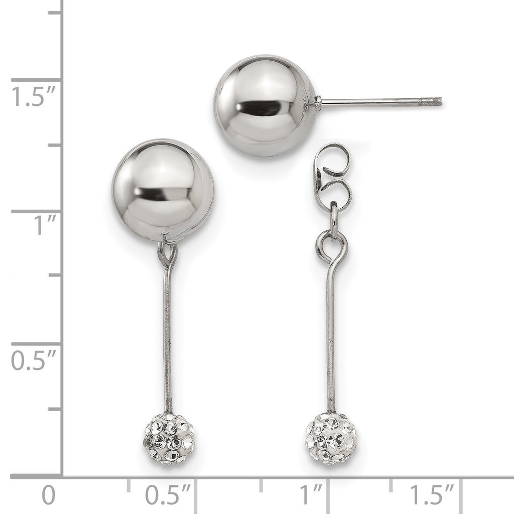Stainless Steel Polished Crystal Drop Dangle Earrings for Women