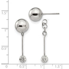 Stainless Steel Polished Crystal Drop Dangle Earrings for Women