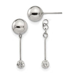 Stainless Steel Polished Crystal Drop Dangle Earrings for Women