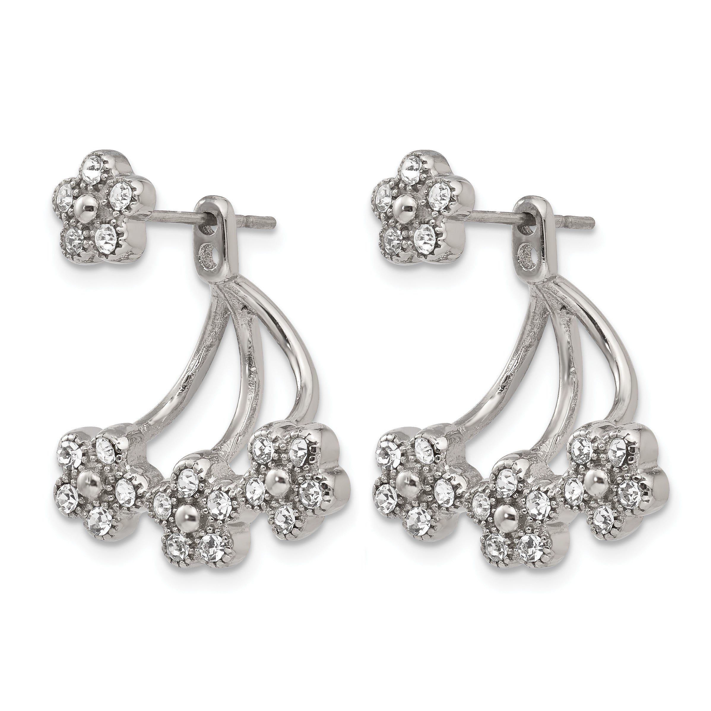 Stainless Steel Polished Crystal Drop Dangle Earrings for Women Secondary image