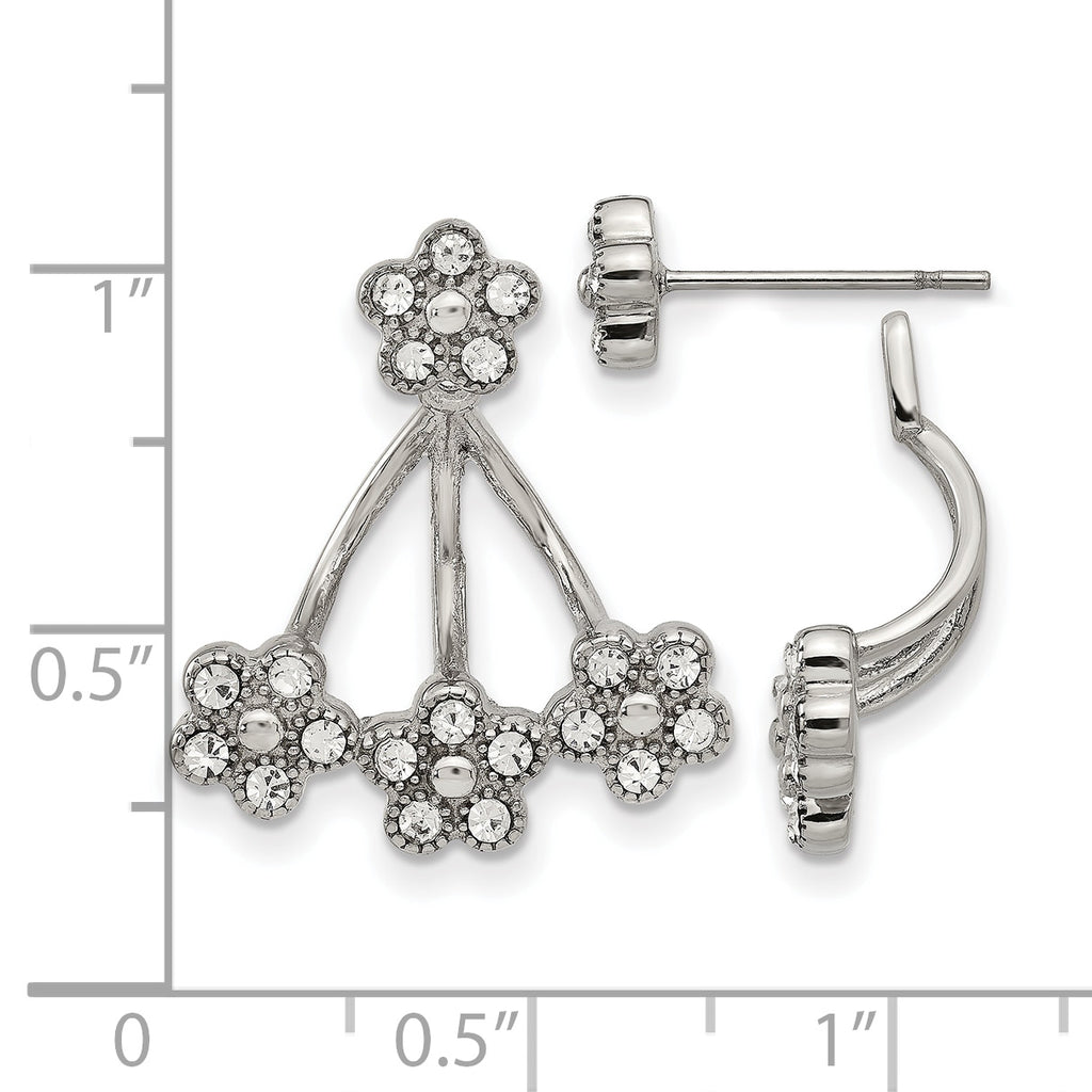 Stainless Steel Polished Crystal Drop Dangle Earrings for Women