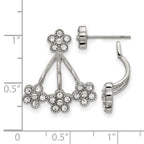 Stainless Steel Polished Crystal Drop Dangle Earrings for Women
