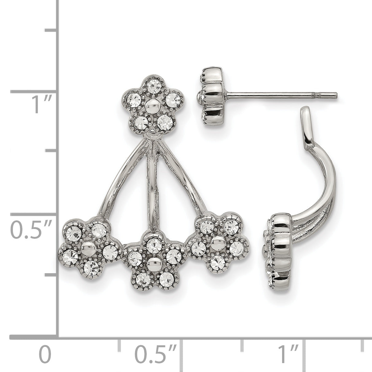 Stainless Steel Polished Crystal Drop Dangle Earrings for Women