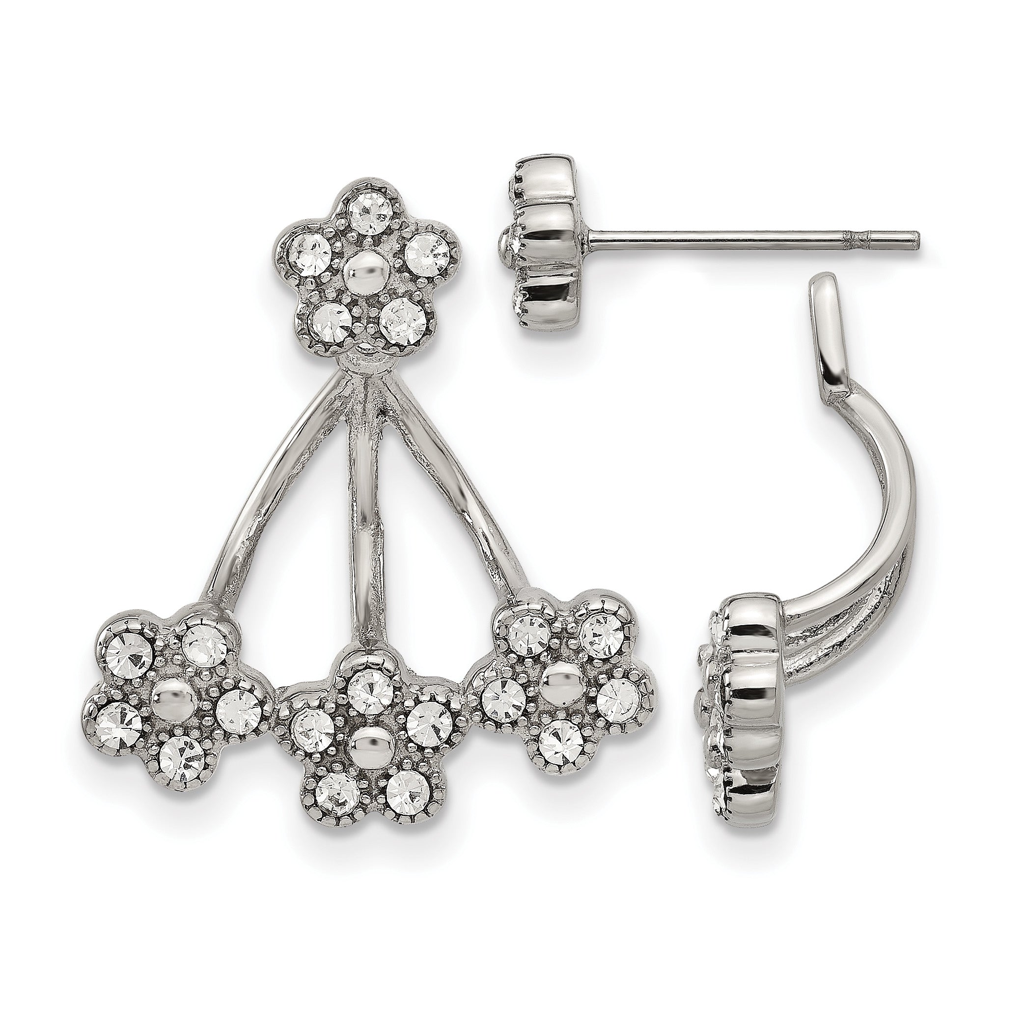 Stainless Steel Polished Crystal Drop Dangle Earrings for Women Main image