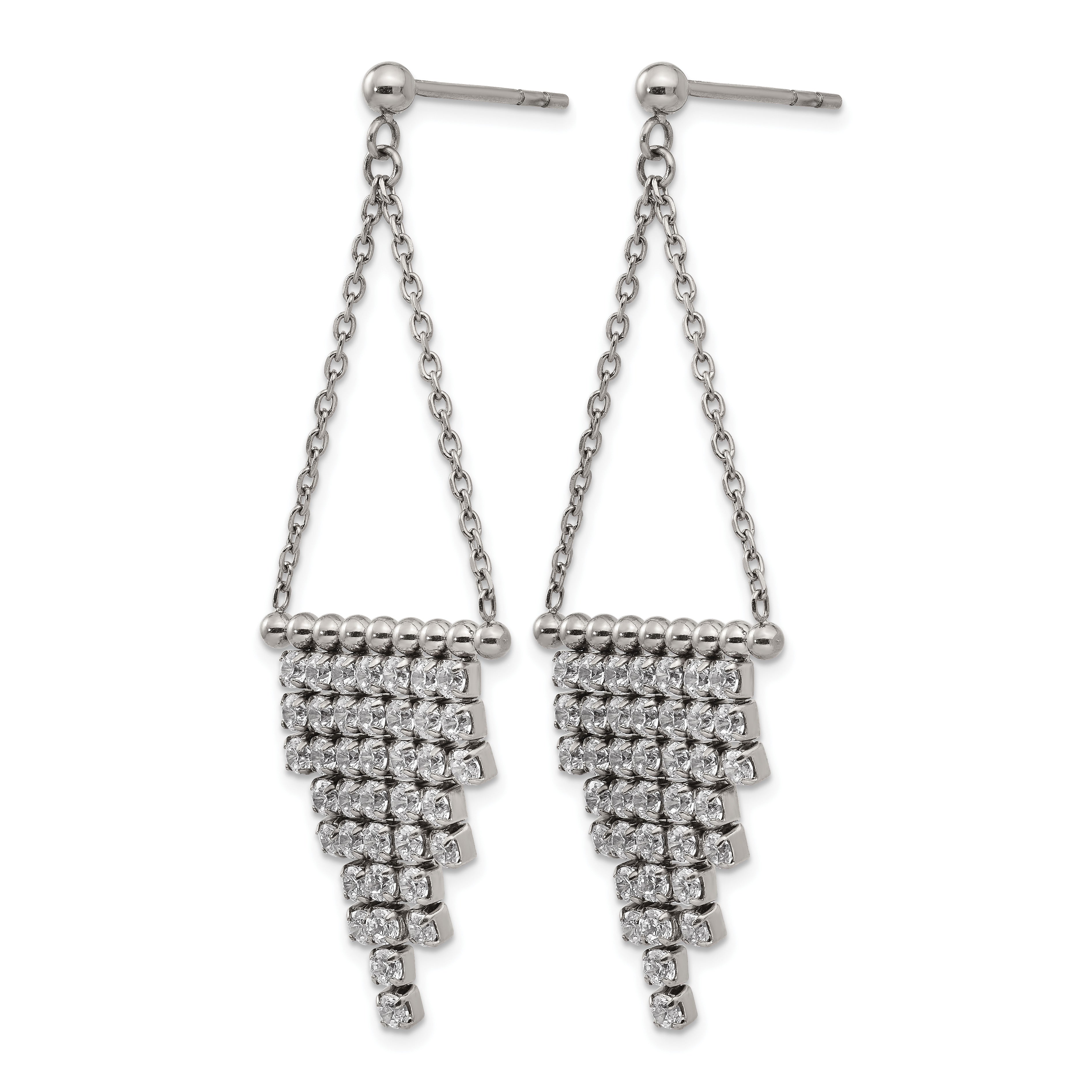 Stainless Steel Polished Cubic Zirconia Drop Dangle Earrings for Women Secondary image