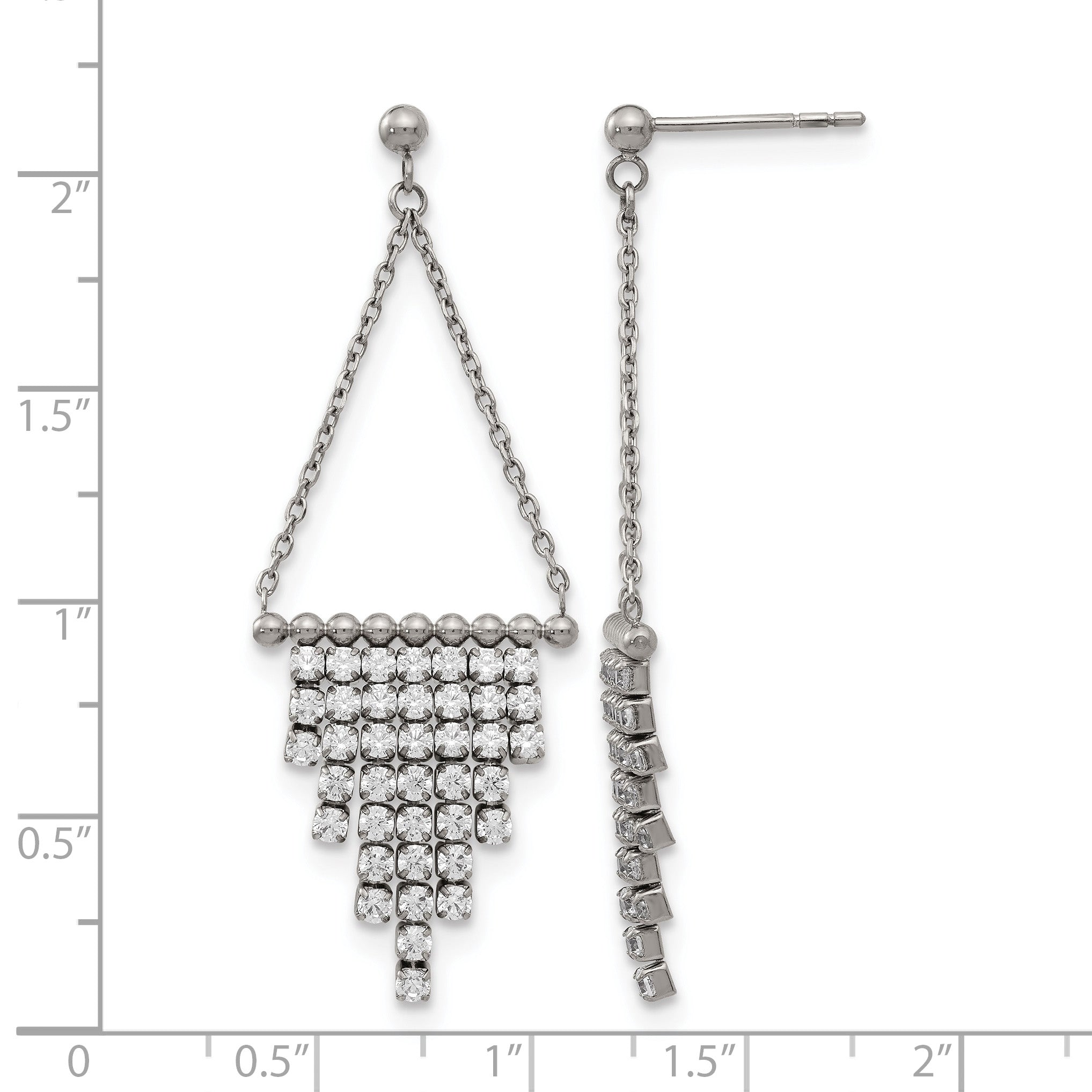 Stainless Steel Polished Cubic Zirconia Drop Dangle Earrings for Women