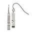 Chisel Stainless Steel Brushed and Polished with CZ Bar Dangle Shepherd Hook Earrings