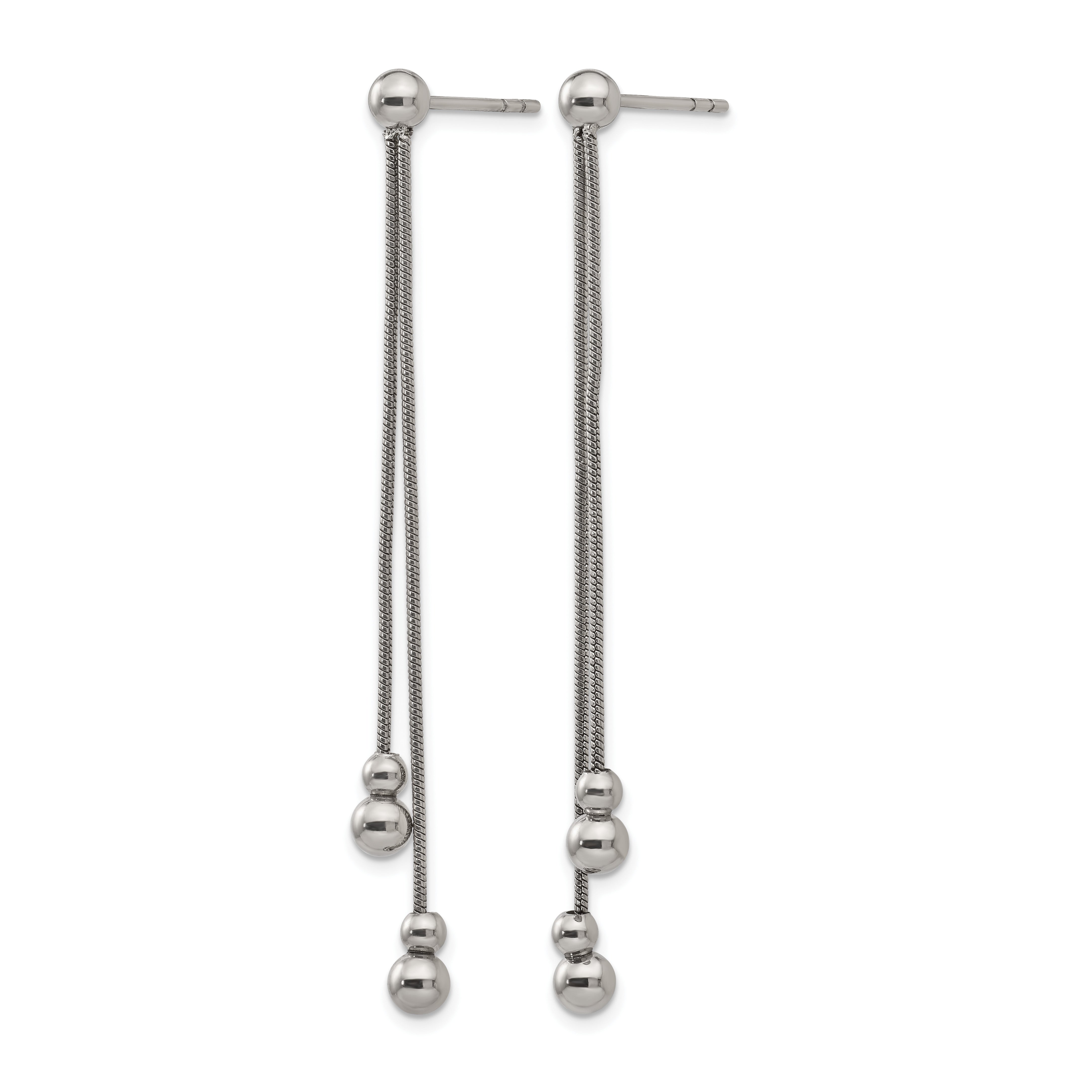 Stainless Steel Polished Beaded Drop Dangle Earrings for Women Secondary image