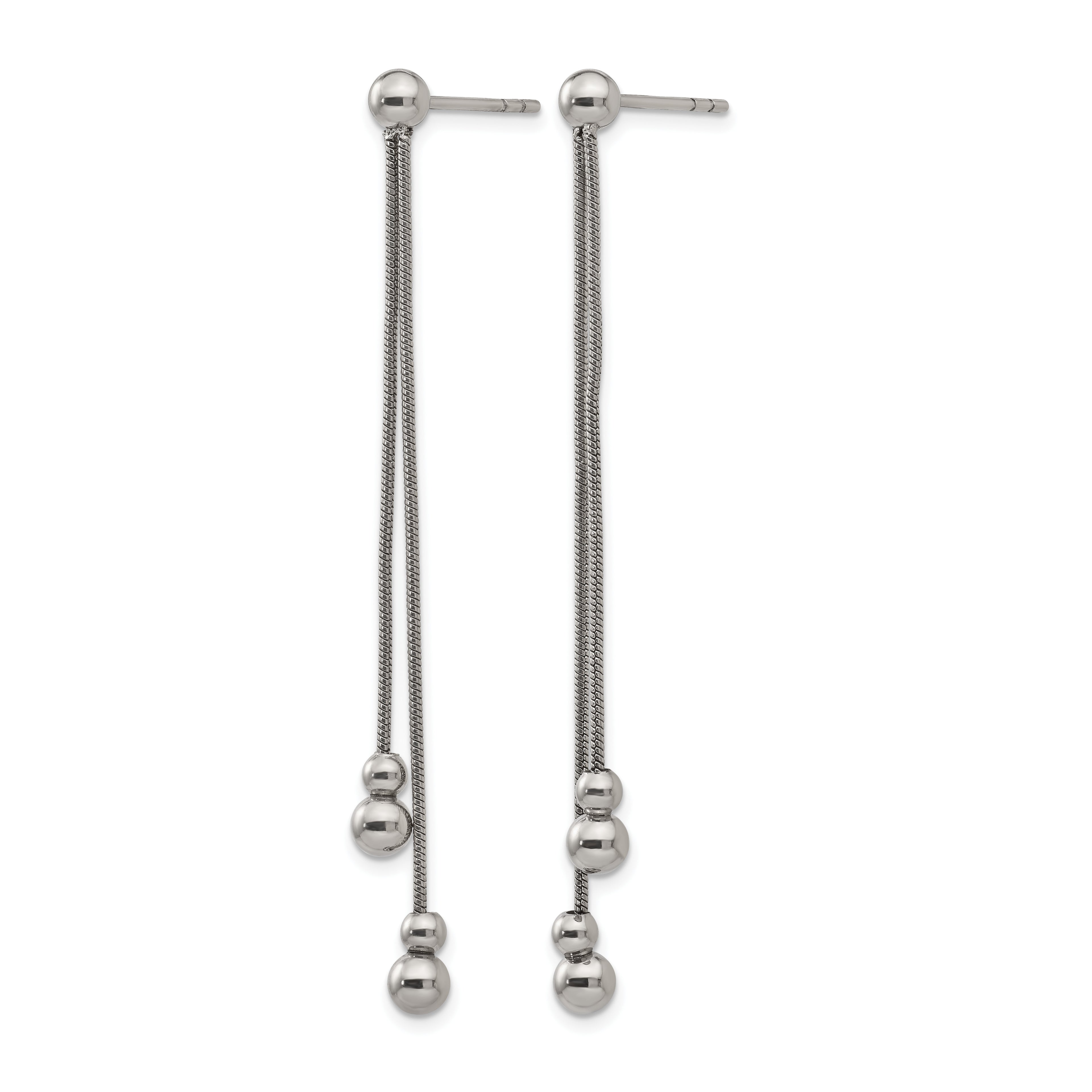 Stainless Steel Polished Beaded Drop Dangle Earrings for Women