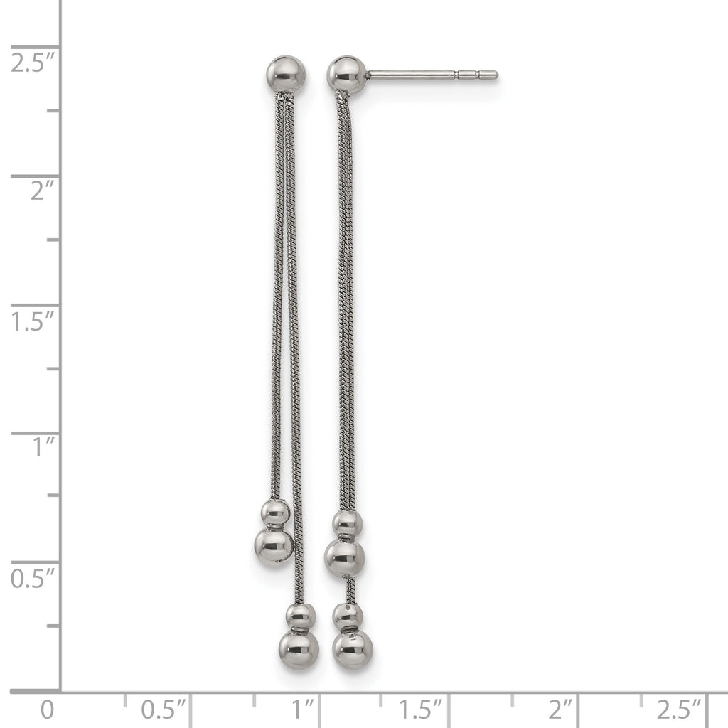 Stainless Steel Polished Beaded Drop Dangle Earrings for Women