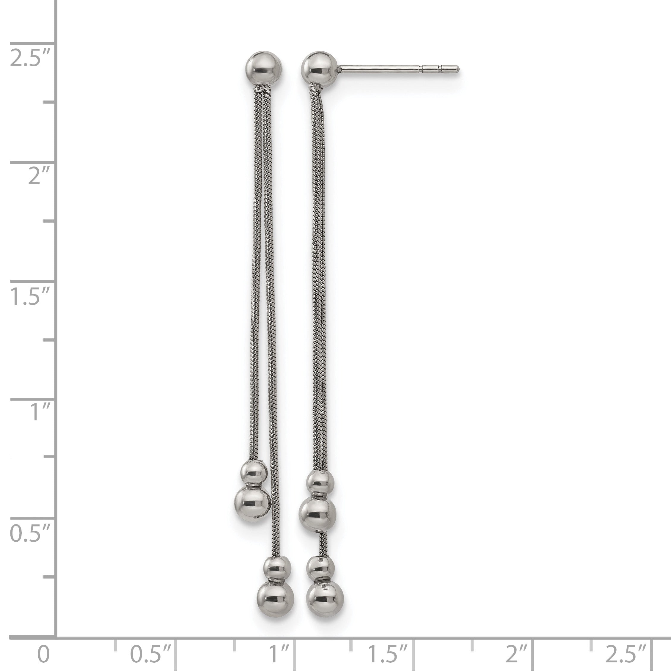 Stainless Steel Polished Beaded Drop Dangle Earrings for Women