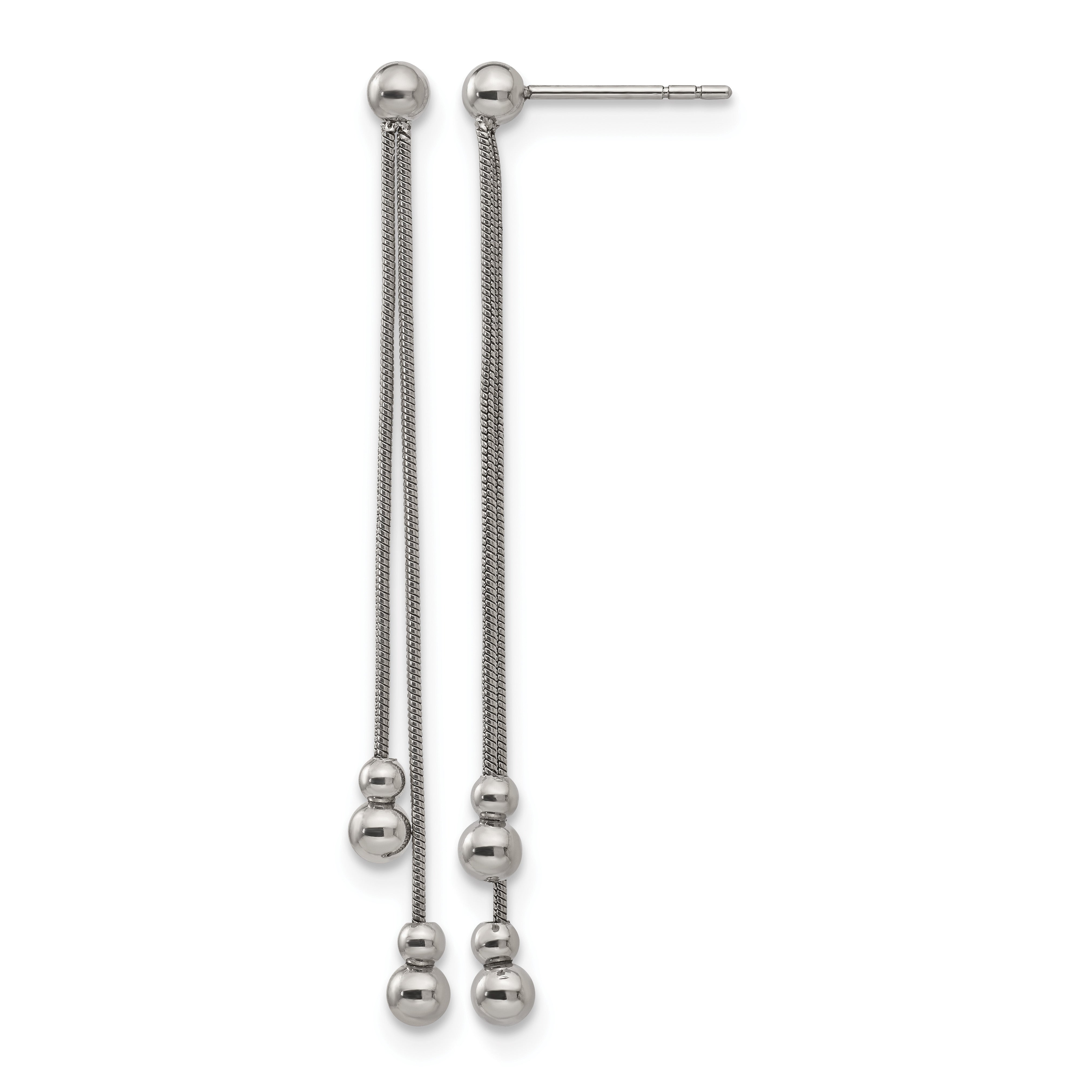 Stainless Steel Polished Beaded Drop Dangle Earrings for Women Main image