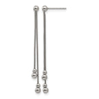 Stainless Steel Polished Beaded Drop Dangle Earrings for Women