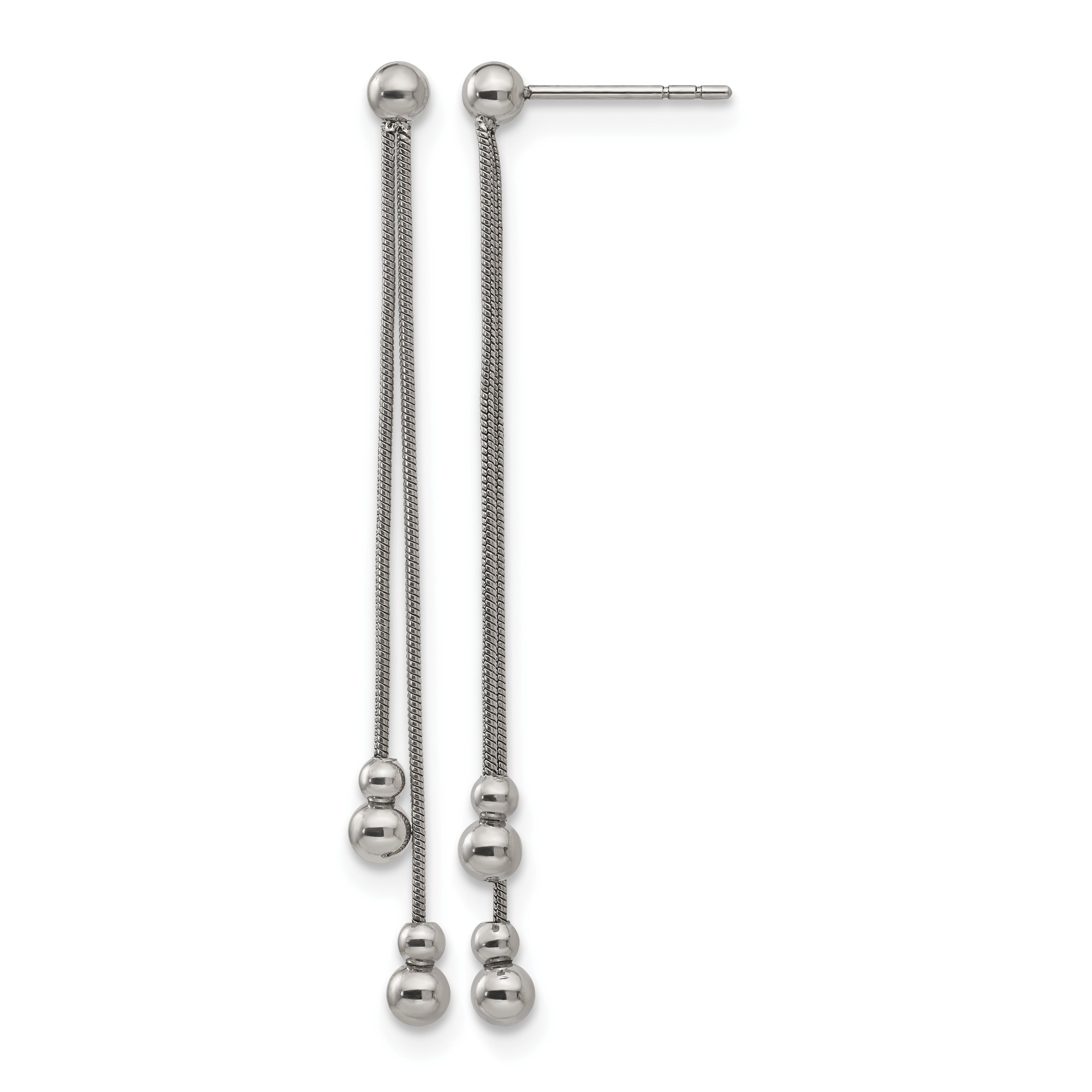 Stainless Steel Polished Beaded Drop Dangle Earrings for Women
