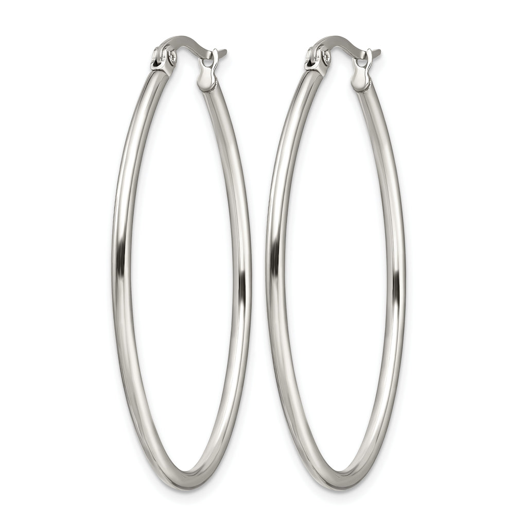 Stainless Steel Polished Oval Hoop Earrings for Women