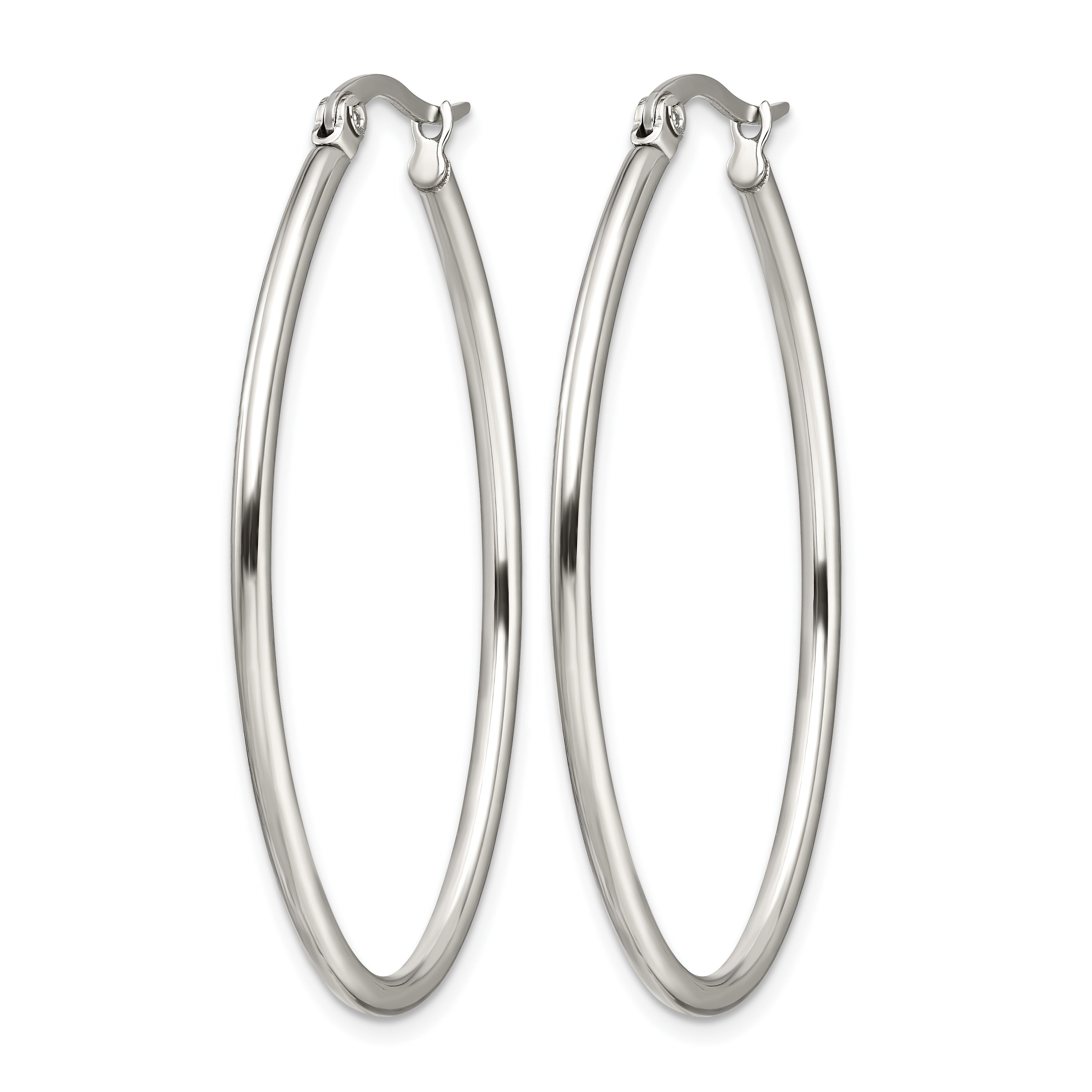 Stainless Steel Polished Oval Hoop Earrings for Women